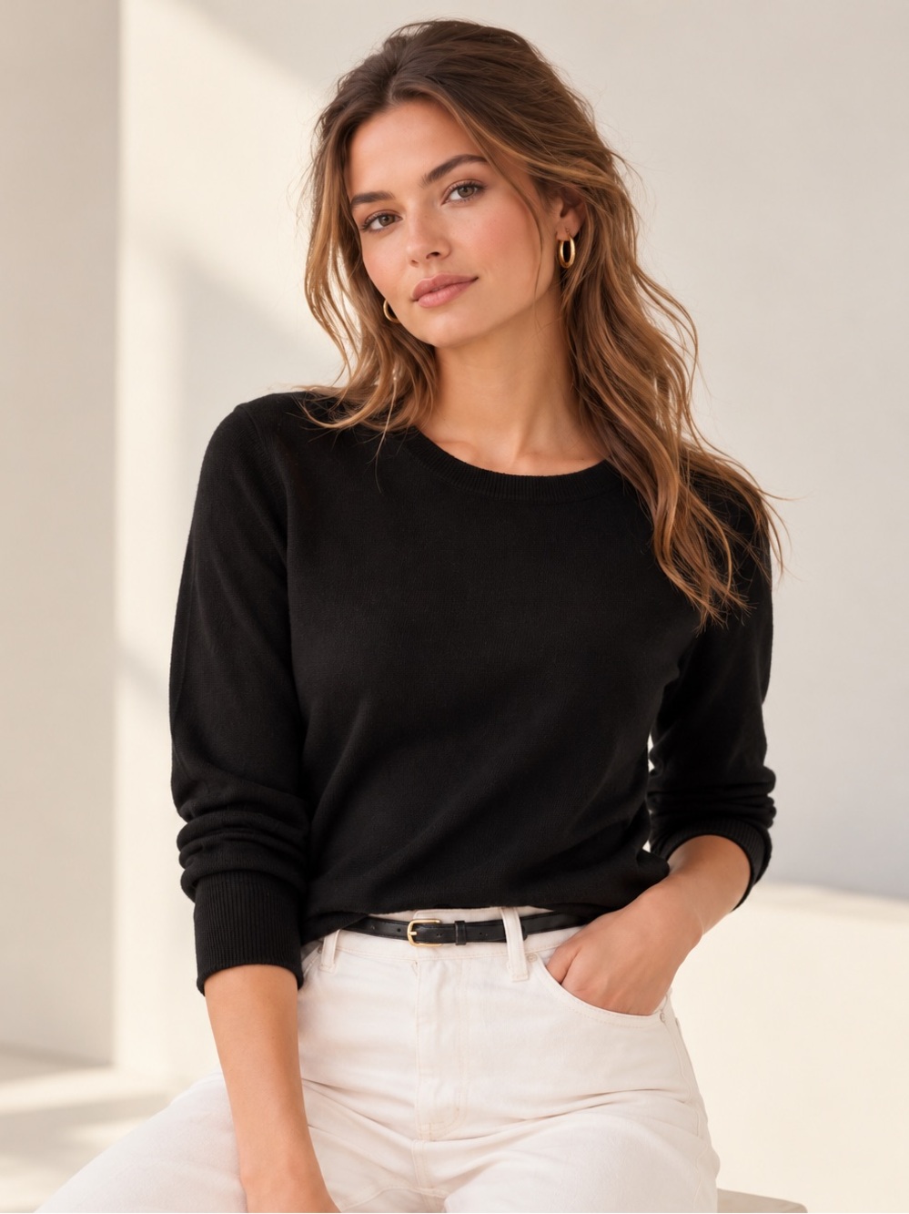 J Crew Black Merino Wool Tippi Sweater Size L
